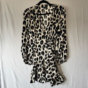 Dress Day Womens Animal Print Wrap Mini Dress Size S Tiered Cocktail Event